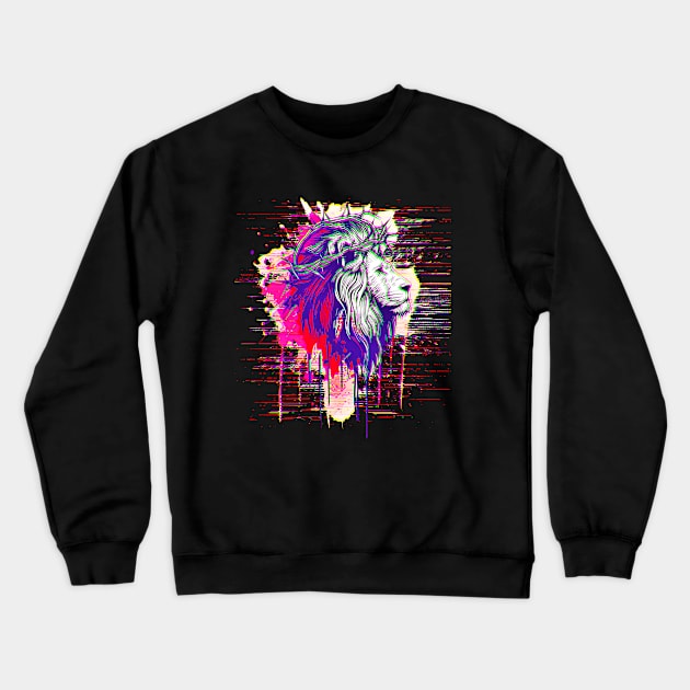 Lion Head Artwork Crewneck Sweatshirt by Outrageous Flavors